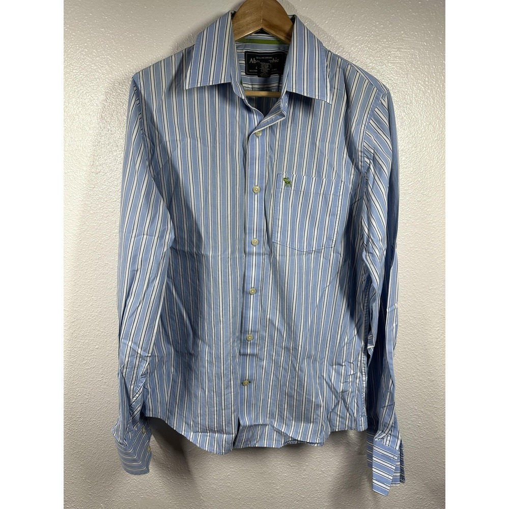 Abercrombie & Fitch Shirt Mens Large Muscle Fit Long Sleeve Striped Pocket Casua